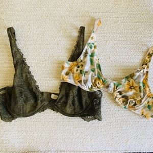 34B Bra Bundle Free People & VS Olive Floral